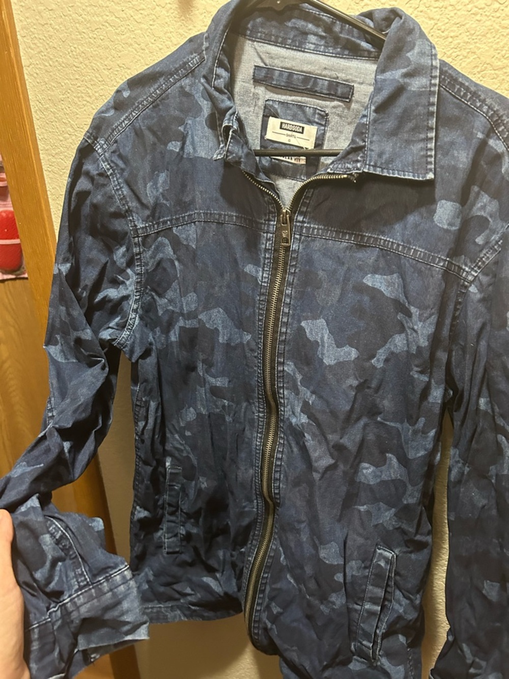 HardSoda Navy Camouflage Zip Utility Jacket